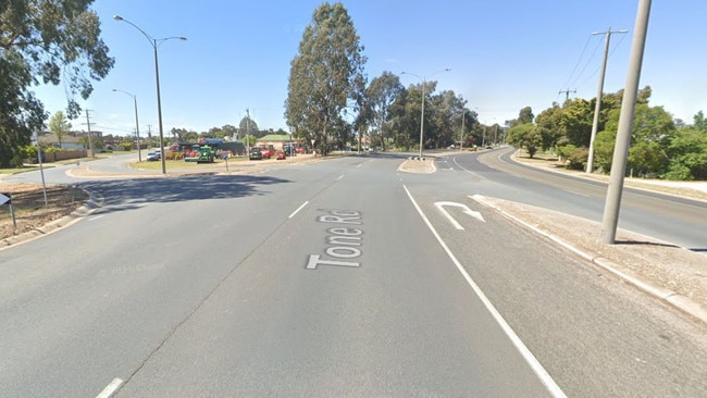 A man’s car flipped when it hit a median strip at the intersection of Tone and Sanford roads in Wangaratta.