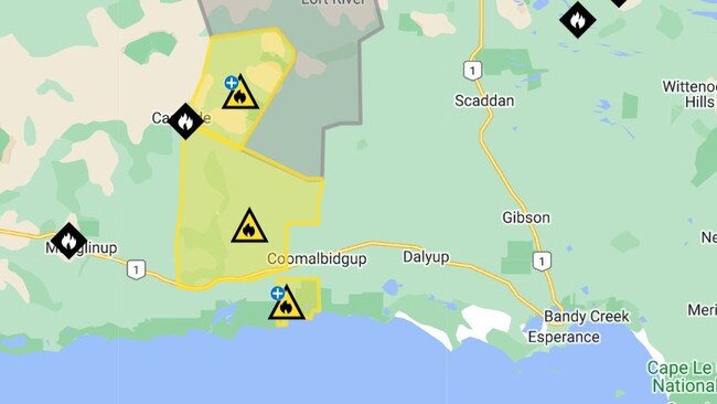 By Wednesday afternoon, the fire at Coomalbidgup was at an advice alert level. Picture: DFES