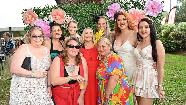 Tabitha Darmanin, Trudi Grott, Wendy Smith, Sarah Dabron, Lyn Murphy, Lyndsey Doherty, Lorraine Ferguson, Laryssa Bernyk and Elise Bird at the Cairns Cup on Saturday. Photo by Emily Barker