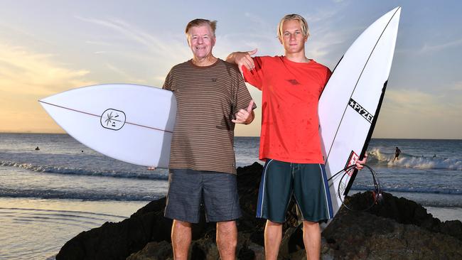 Rabbit Bartholomew with (interested participant) Zukas Ioining at Snapper Rocks. Tuesday May 14, 2024. Picture, John Gass