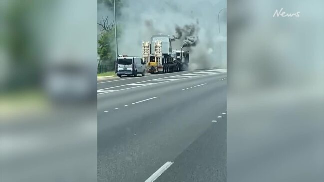 Truck in flames on southeastern Freeway