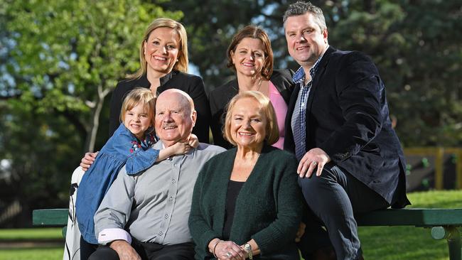 Retiring detective Sid Thomas with wife Linda (front right) son Matt, daughter Natalie (back left) daughter-in-law Debbie (back right) and granddaughter Bridie, 5. Picture: Tom Huntley