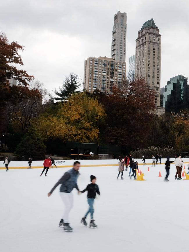 Tourists skate in Central Park, New York. Picture:. Spencer Platt/Getty Images/AFP