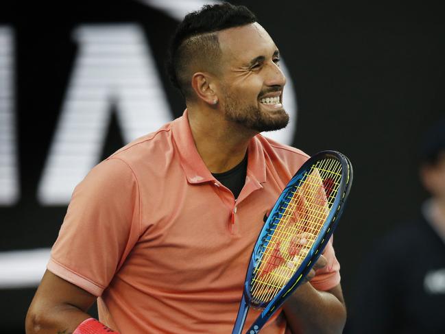 Australian Open Tennis. Nick Kyrgios vs Rafael Nadal on Rod Laver Arena. Nick Kyrgios misses a point.       Picture: David Caird