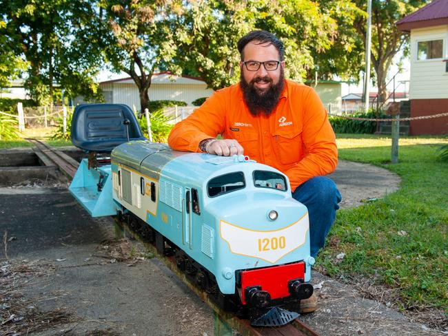 Ooralea father Simon Hamelink can trace his interest in miniature trains back to the look of pure joy on his children’s faces over the tiny locomotives. The 35 year old is probably one of the youngest members of Miniature Trains Mackay and he said there was really no other group like it in the sugar city. Picture: Michaela Harlow