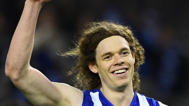 Ben Brown after kicking 10 goals against the Power. Picture: Quinn Rooney (Getty).