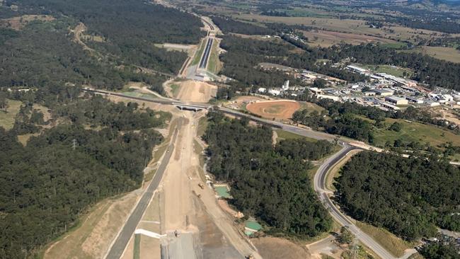 Construction on the Bypass near the Mothar Mountain speedway. Picture: Bruce Devereaux