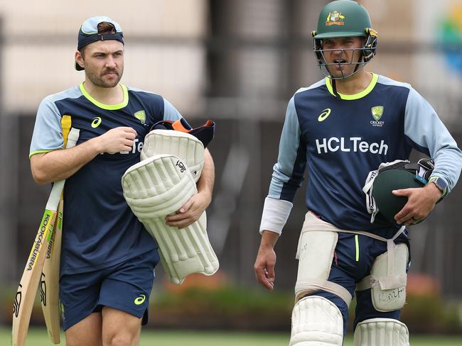 Josh Inglis (L) and Alex Carey (R) will battle it out to wear the gloves. Picture: Paul Kane/Getty Images