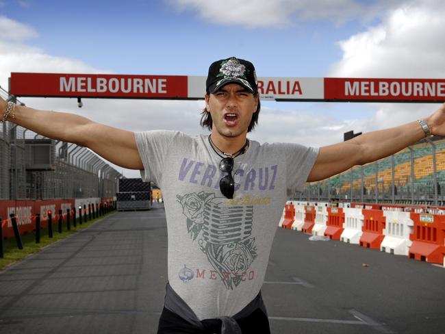 Supermodel Marcus Schenkenberg had to sit out of the Grand Prix celebrity race.