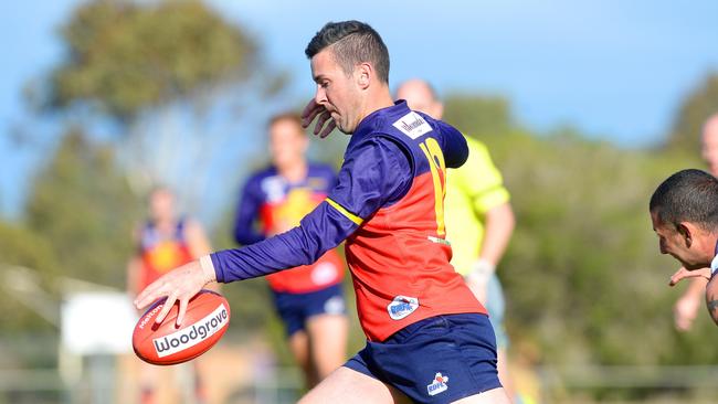 RDFL footy: Diggers Rest versus Melton Centrals at Diggers Rest Recreation Reserve. Diggers Rest's Brent Tuckey,10 Pictures:Angie Basdekis