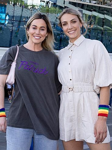 Sophie Cachia and Maddie Garrick on Pride Day during the Australian Open this year. Picture: Fiona Hamilton/Tennis Australia