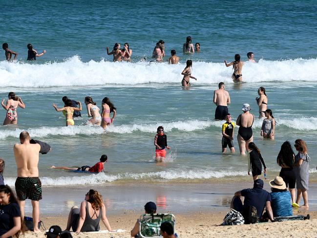 SYDNEY, AUSTRALIA - NCA NewsWire Photos OCTOBER, 4, 2020: Crowds of beachgoers are seen at Bondi Beach, in Sydney. Sydney is set for a long weekend of sunshine and above average temperatures, before a cold change comes through early next week. Picture: NCA NewsWire/Bianca De Marchi