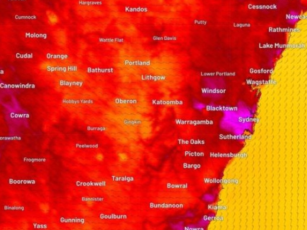 The Sydney basin is set to be absolutely scorching on Saturday. Picture: Weatherzone.
