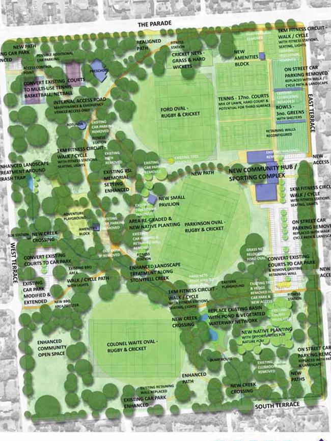 The draft master plan for Kensington Gardens Reserve.