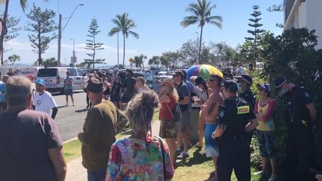 Protesters down on the border. Picture: 7 News