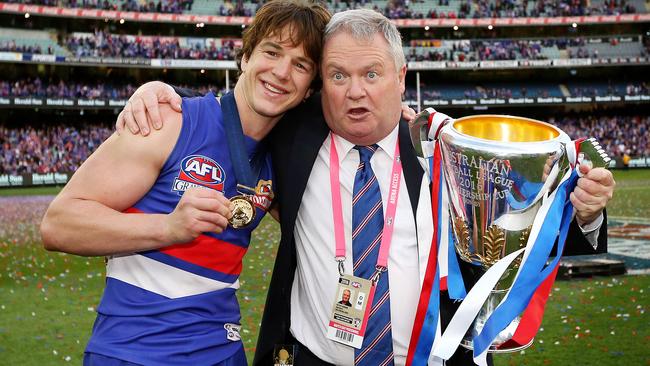 Liam Picken and Peter Gordon celebrate with the premiership cup. Picture: Mark Stewart