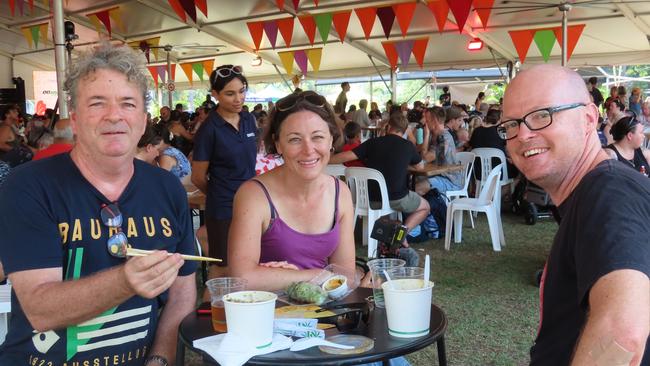 Chris Renehan, Jacqui Duboulay and Josh Page at the 2023 Darwin International Laksa Festival finale. Picture: Annabel Bowles