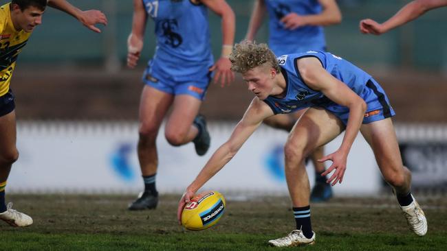 Harley Barker in action for Sturt's under-16s against Woodville-West Torrens. Picture: Dean Martin