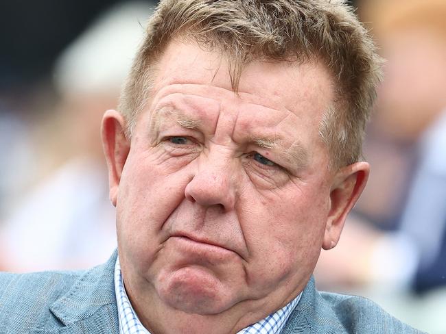 SYDNEY, AUSTRALIA - MARCH 02: Trainer Brett Cavanough looks on after Jason Collett riding Once Again My Girl wins  Race 3 TAB Highway Handicap during TAB Verry Elleegant Stakes Day - Sydney Racing at Royal Randwick Racecourse on March 02, 2024 in Sydney, Australia. (Photo by Jeremy Ng/Getty Images)