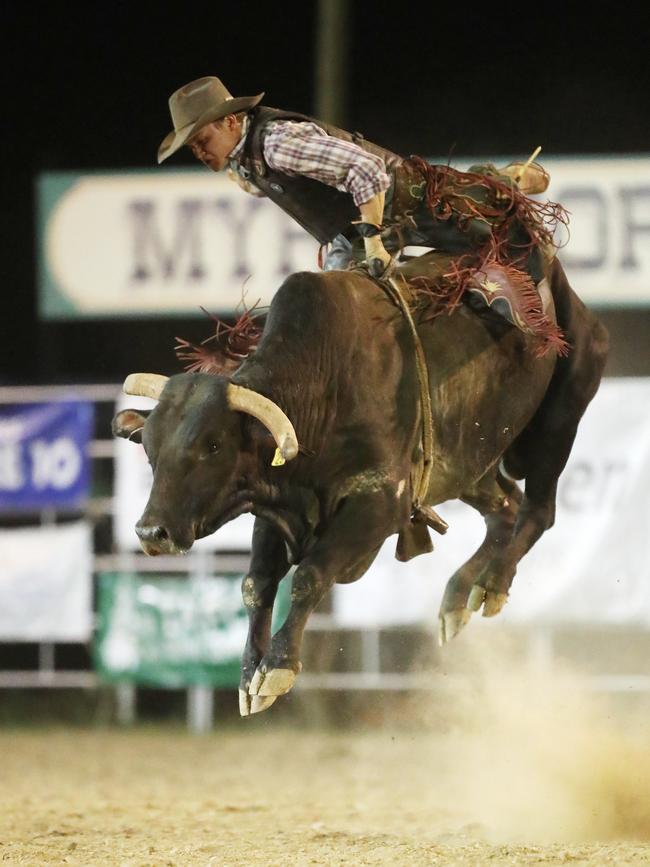 The open bull ride produced some of the highlights of the rodeo.