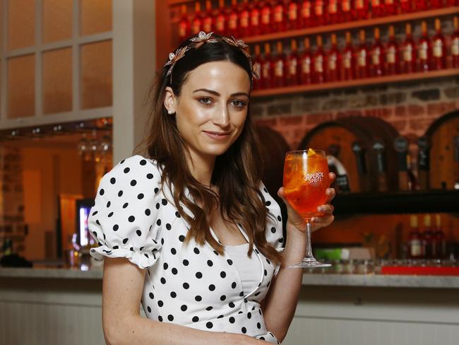 Jessica Heap with an Aperol Spritz. Picture: John Appleyard