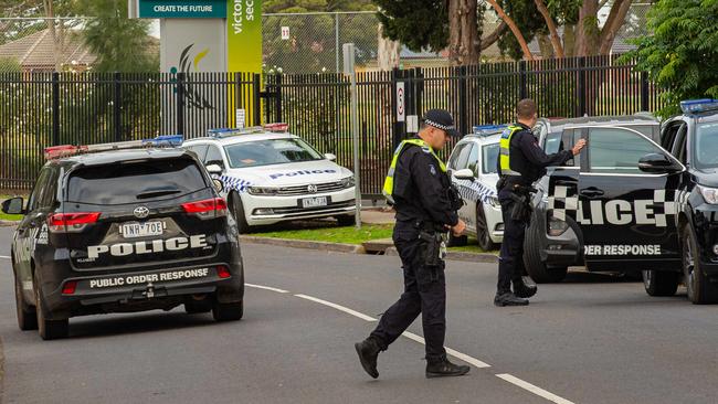 Police attended Victoria University Secondary College after Solomone (Solo) Taufeulungaki was murdered. Picture: Jason Edwards