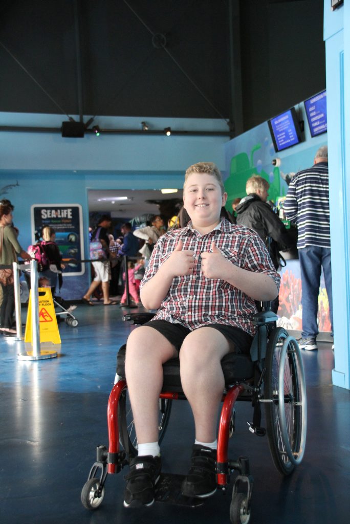 Colby Speare recently spent 506 consecutive days in hospital fighting leukemia. He missed birthdays and Christmas. His parents along with Merlin's Magic Wand have given him a birthday surprise of swimming with the sharks at Sea Life Mooloolaba. Colby waiting for his surprise to start Photo: Pete Evans / Sunshine Coast Daily. Picture: Pete Evans