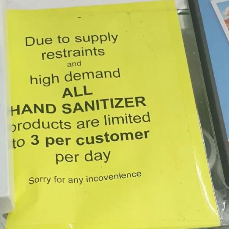 One Chemist Warehouse store has enforced a strict limit on supplies. Picture: Courier Mail / Thomas Morgan