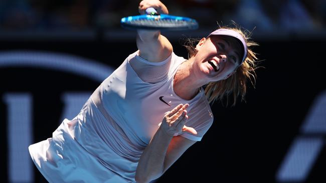 Maria Sharapova in action at Melbourne Park. Picture: Getty Images