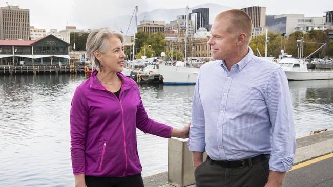 Greens Leader, Rosalie Woodruff MP and Vica Bayley MP at Hobart. Picture: Chris Kidd