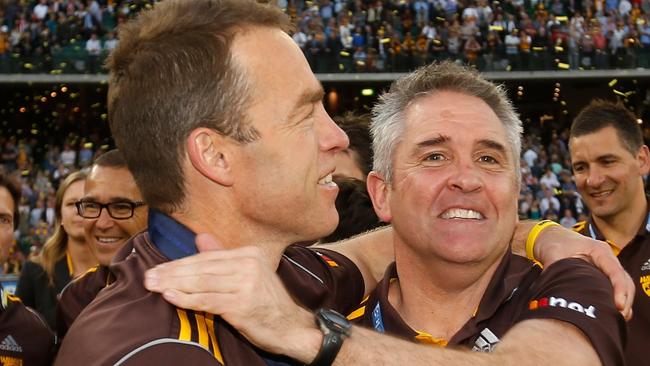 Alastair Clarkson and Chris Fagan while at Hawthorn. Picture: AFL Media