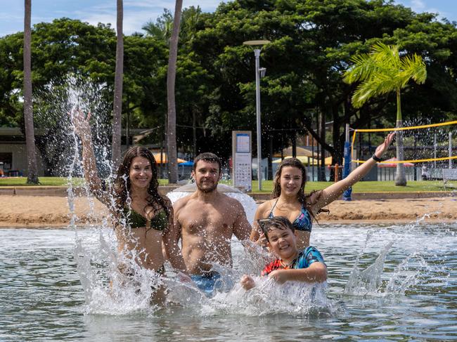 Elena Khrustaleva, Sergey Khrustaleva, Amelia Khrustaleva and Stephan Khrustaleva enjoying the dry season afternoon at the Waterfront. Picture: Pema Tamang Pakhrin