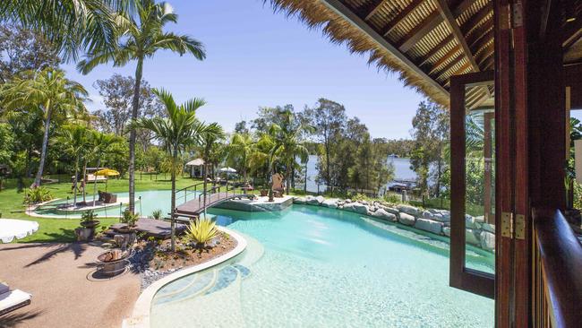 HOLD SEE COURIER MAIL PIC DESK!Kookout over pool area at a rejuvenated Makepeace Island in Noosa, owned by Sir Richard Branson. Photo Lachie Millard