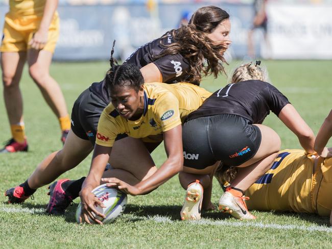 Action from the Aon University rugby sevens on the Gold Coast. Picture: CAVAN FLYNN