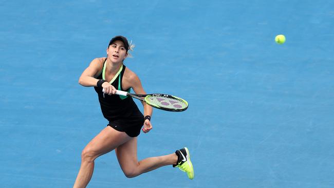 Belinda Bencic playing in Hobart. Picture: Robert Cianflone/Getty