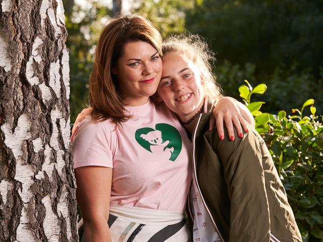 Hanson-Young with daughter, Kora, 12. She says they both supported each other through bullying. Picture: MATT LOXTON