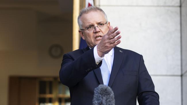 Prime Minister Scott Morrison at a press conference at Parliament House. Picture: Gary Ramage
