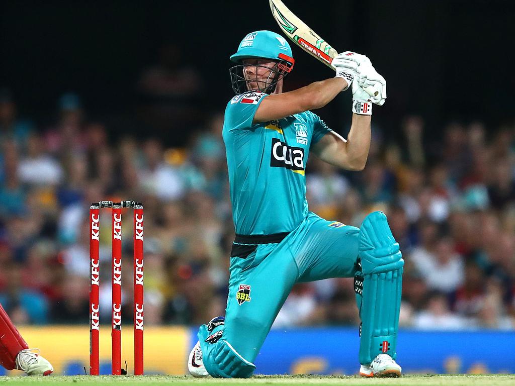 Chris Lynn hits a six during a rapid-fire 41 runs when the Heat appeared to be cruising.