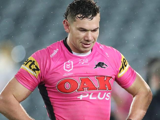 GOSFORD, AUSTRALIA - AUGUST 14: Brent Naden of the Panthers walks across the field following the round 14 NRL match between the New Zealand Warriors and the Penrith Panthers at Central Coast Stadium on August 14, 2020 in Gosford, Australia. (Photo by Cameron Spencer/Getty Images)