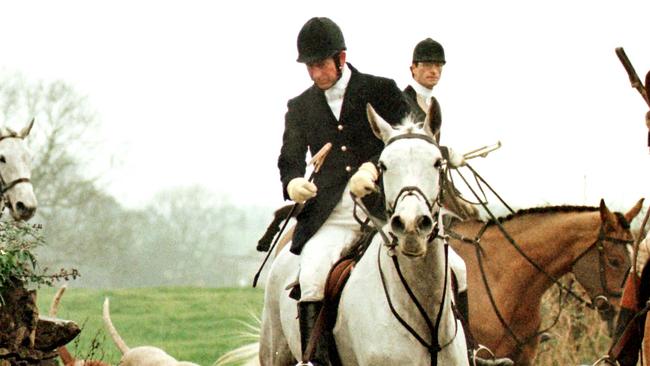 Prince Charles hunting with the Duke of Beaufort's Hounds close to his home at Tetbury, Gloucestershire in 2001. Picture: AP/Getty