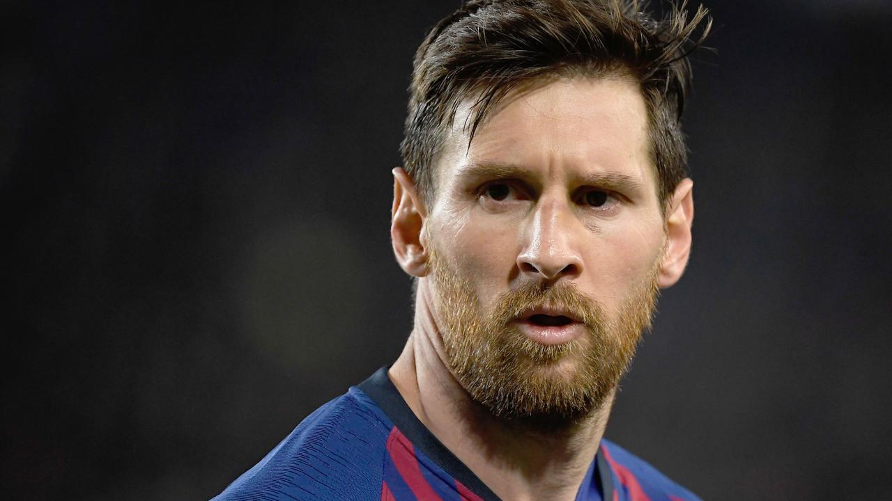 Barcelona's Argentinian forward Lionel Messi looks on during the UEFA Champions League quarter-final second leg football match between Barcelona and Manchester United at the Camp Nou stadium in Barcelona on April 16, 2019. (Photo by LLUIS GENE / AFP)