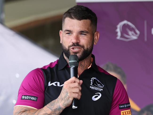 Captain Adam Reynolds at the Broncos fans day at Red Hill. Picture Lachie Millard