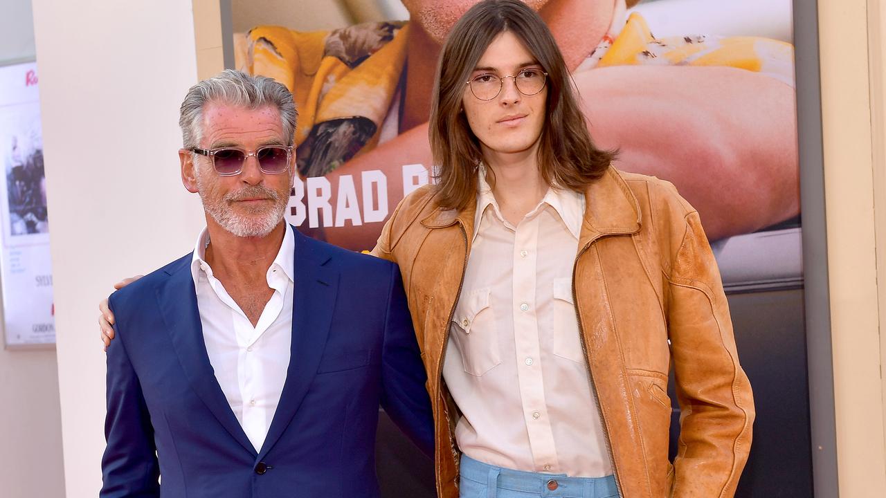 Pierce and Dylan Brosnan at the premiere of <i>Once Upon A Time … In Hollywood</i>. Picture: Getty.