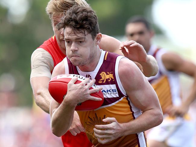 GOLD COAST, AUSTRALIA - APRIL 27: Lachie Neale if the Lions competes during the round 6 AFL match between Gold Coast and Brisbane at Metricon Stadium on April 27, 2019 in Gold Coast, Australia. (Photo by Jono Searle/AFL Photos/Getty Images)