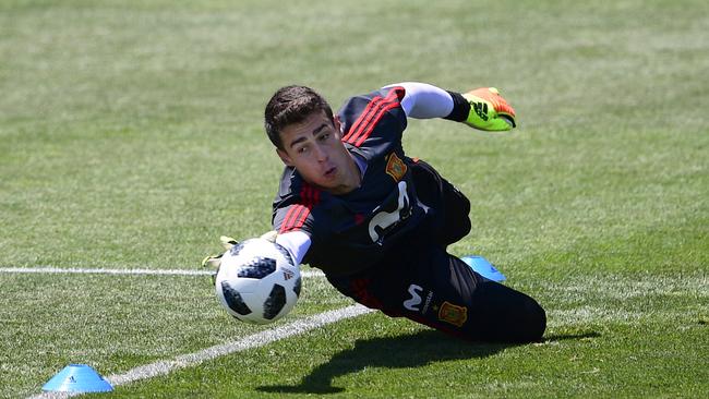 Kepa Arrizabalaga trains while on World Cup duty with Spain in Russia. Photo: AFP