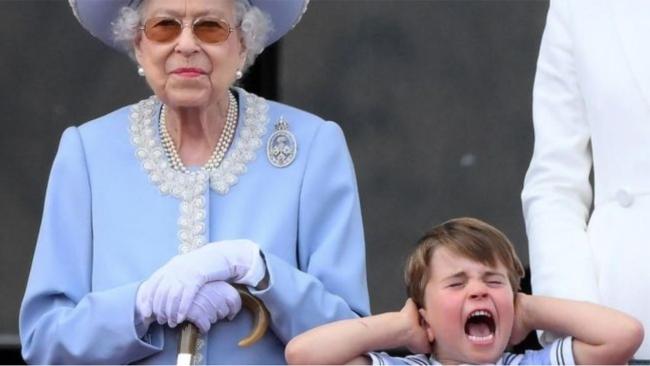 But Prince Louis was even less amused here. Photo: Daniel Leal/AFP