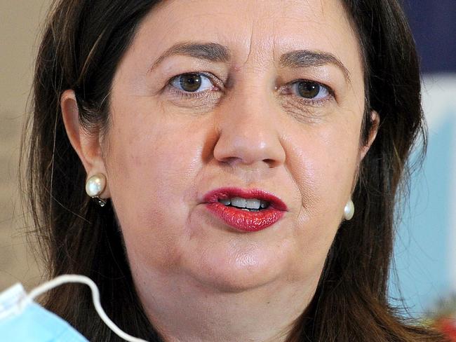 BRISBANE, AUSTRALIA - NewsWire Photos JUNE 28, 2021: Premier Annastacia Palaszczuk talks to the media about wearing a mask at a press conference about COVID in Brisbane.Picture: NCA NewsWire / John Gass