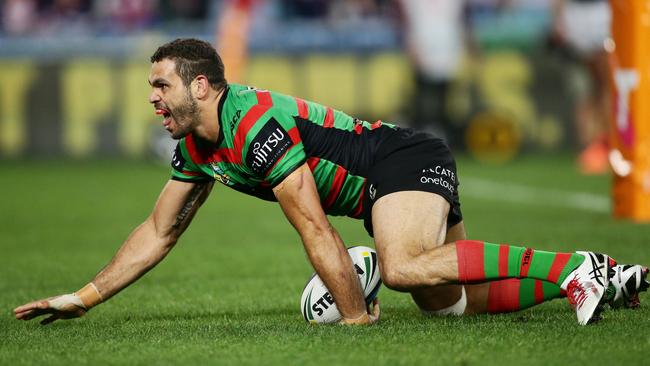 Greg Inglis goes over again for the Rabbitohs at ANZ Stadium. Greg is worth $413,300. Picture: Matt King