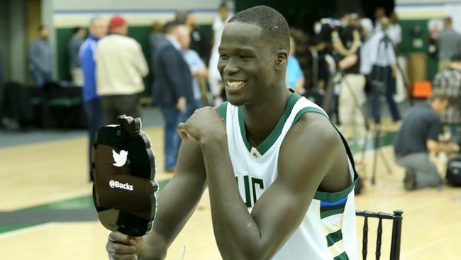 Thon Maker was all smiles at Bucks media day.