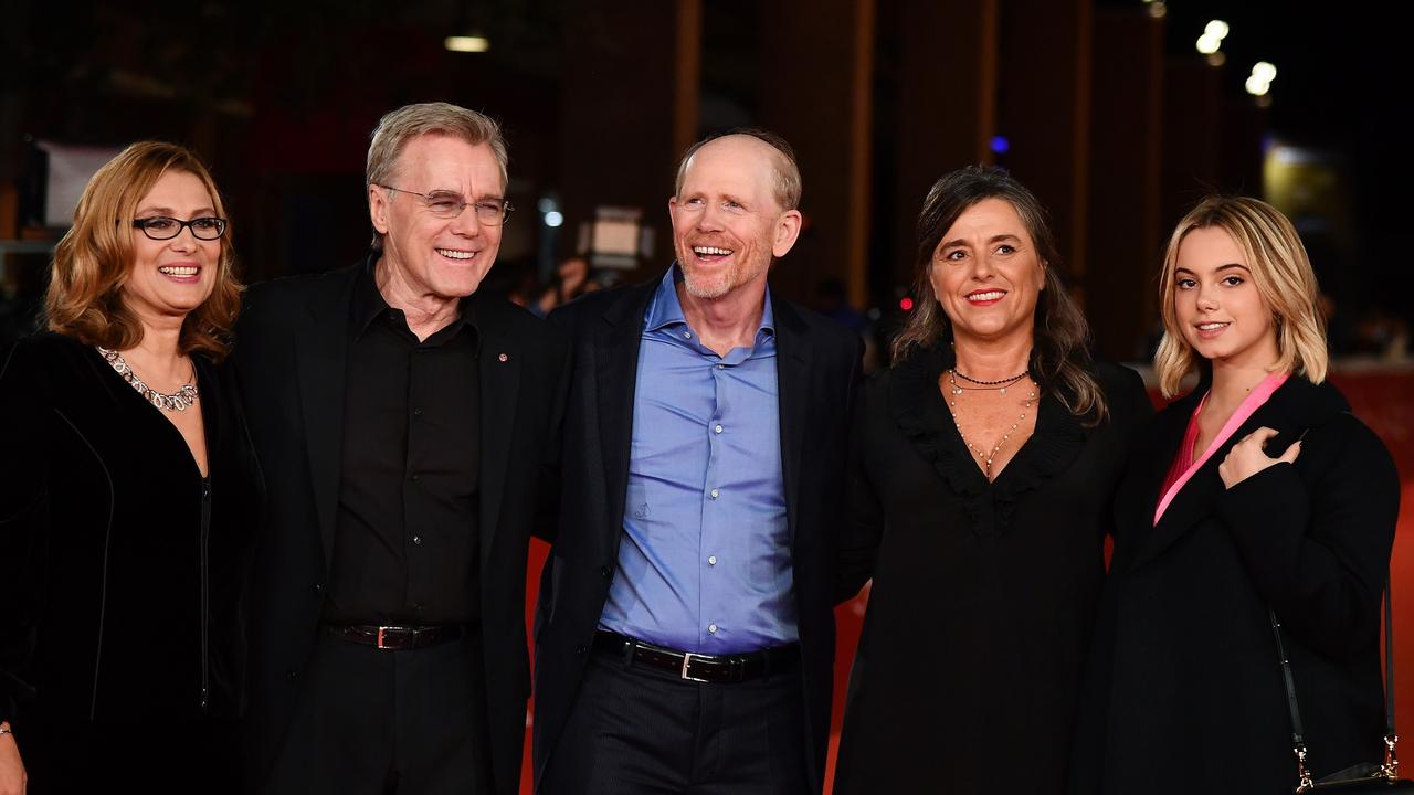 Howard with Pavarotti’s second wife Nicoletta Mantovani, producer Nigel Sinclair, Pavarotti’s daughter Giuliana Pavarotti and Pavarotti’s granddaughter Caterina Lo Sasso at the Rome Film Festival Picture: Tiziana Fabi/AFP